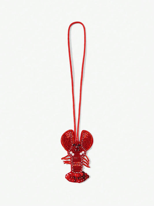Viva Strut 1pc Summer Island Style Handmade Beaded Lobster Bag Pendant, Fresh Diamond Pendant, Niche Holiday Accessories, For Beach, Vacation, Holiday, Summer, Seaside, Beach Party