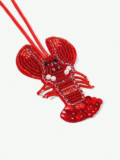 Viva Strut 1pc Summer Island Style Handmade Beaded Lobster Bag Pendant, Fresh Diamond Pendant, Niche Holiday Accessories, For Beach, Vacation, Holiday, Summer, Seaside, Beach Party