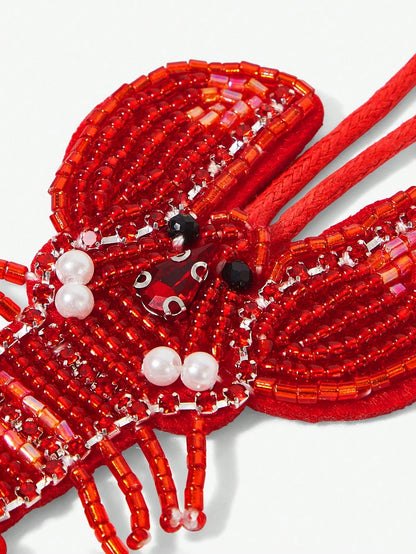 Viva Strut 1pc Summer Island Style Handmade Beaded Lobster Bag Pendant, Fresh Diamond Pendant, Niche Holiday Accessories, For Beach, Vacation, Holiday, Summer, Seaside, Beach Party