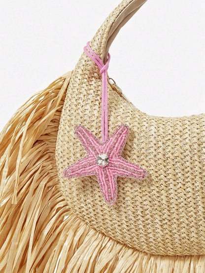 Viva Strut 1pc Summer Island Style Handmade Beaded Lobster Bag Pendant, Fresh Diamond Pendant, Niche Holiday Accessories, For Beach, Vacation, Holiday, Summer, Seaside, Beach Party
