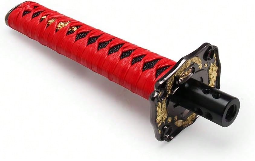 WENJTP Katana Automatic Shift Knob For Lock/Button Automatic Transmission,Individuality Samurai Sword Gear Shifter Red + Black(20cm)
