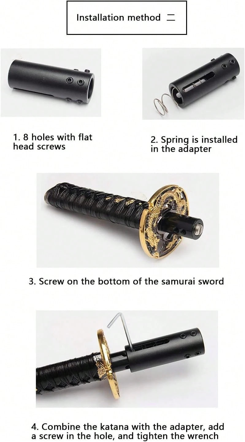 WENJTP Katana Automatic Shift Knob For Lock/Button Automatic Transmission,Individuality Samurai Sword Gear Shifter Red + Black(20cm)