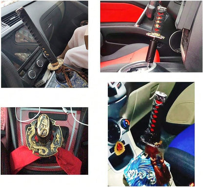 WENJTP Katana Automatic Shift Knob For Lock/Button Automatic Transmission,Individuality Samurai Sword Gear Shifter Red + Black(20cm)