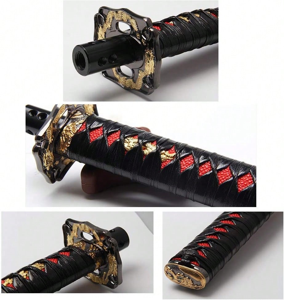 WENJTP Katana Automatic Shift Knob For Lock/Button Automatic Transmission,Individuality Samurai Sword Gear Shifter Red + Black(20cm)