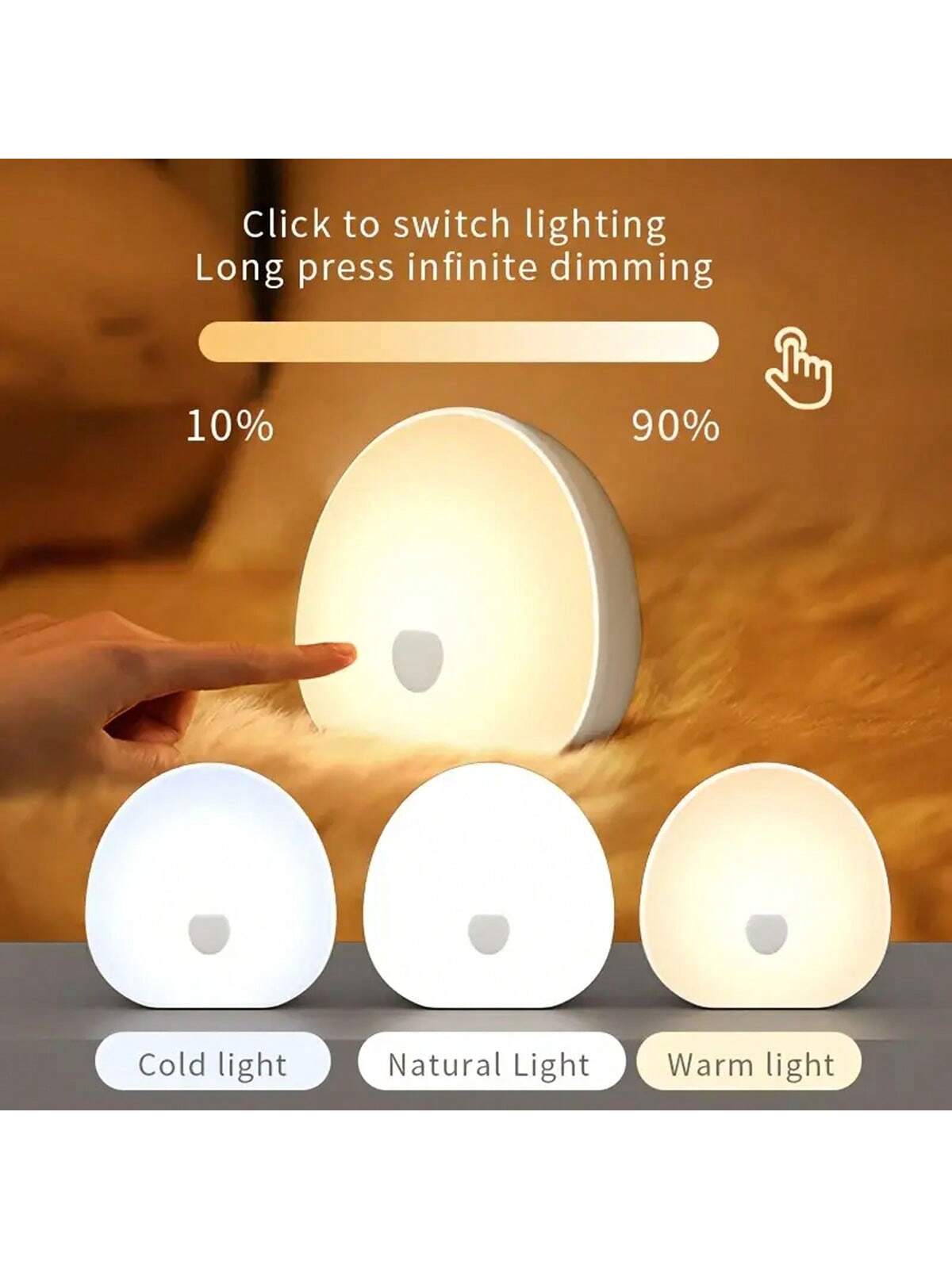 White Noise LED Night Light- Multiple Colors, Dimmable, Timer, Natural Soothing White Noise For Sleep, Memory Function, Portable, Built-In 1200mAh Rechargeable Battery