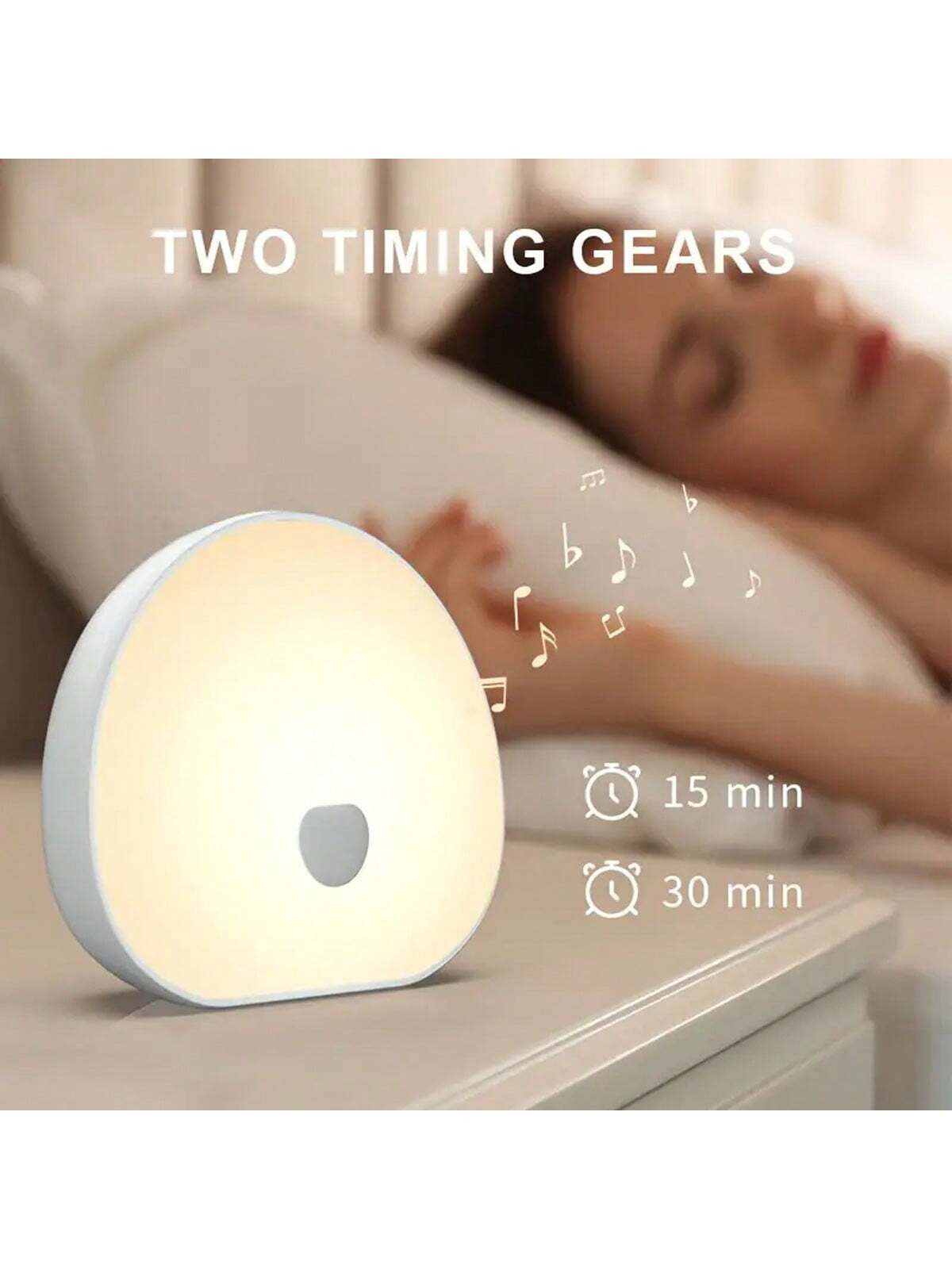 White Noise LED Night Light- Multiple Colors, Dimmable, Timer, Natural Soothing White Noise For Sleep, Memory Function, Portable, Built-In 1200mAh Rechargeable Battery