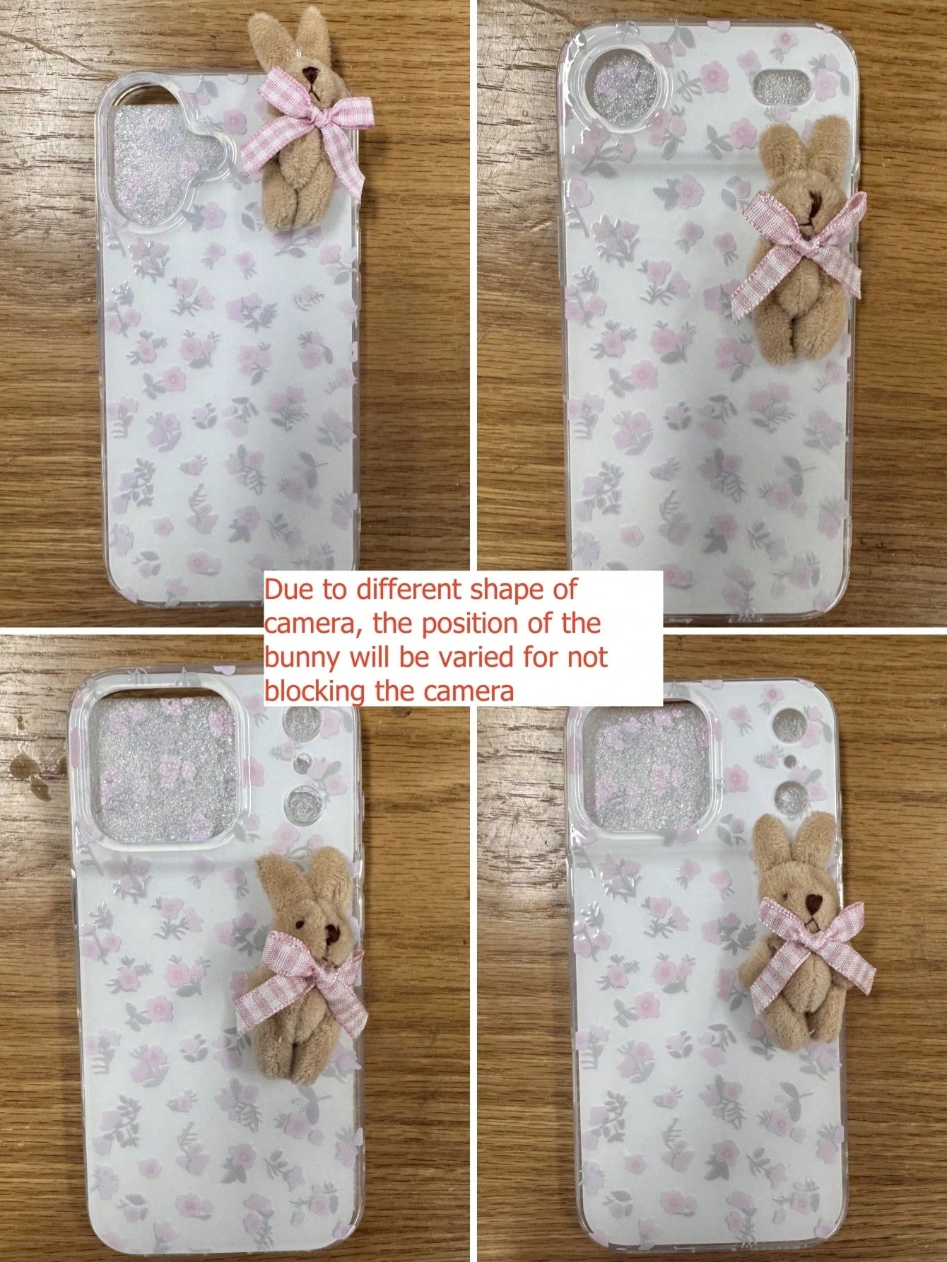 White Pink Rabbit Element Novelty Cases 1pc White Pink Rabbit Element Novelty Cases Youthful And Adorable Girl Floral White Classic Full-Coverage Soft Phone Shockproof Case With Three-Dimensional Pink