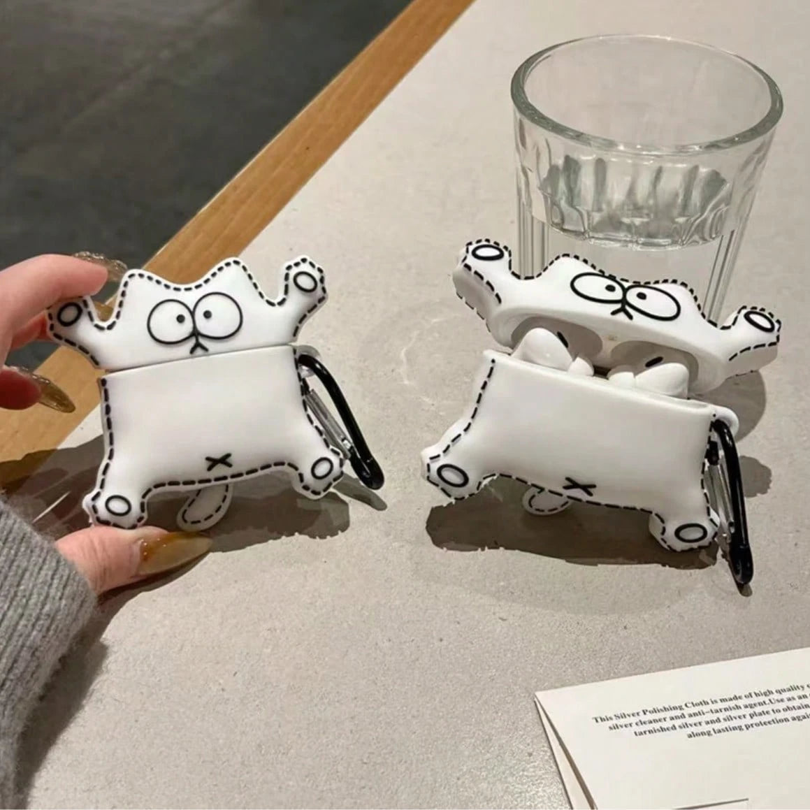 White Silicone Cat Elements Silicone 3D Silicone Cartoon Cat Shaped Earphone Case Compatible With Apple 4/3 Pro 2/3 Spring Gift