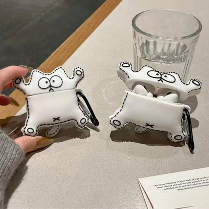 White Silicone Cat Elements Silicone 3D Silicone Cartoon Cat Shaped Earphone Case Compatible With Apple 4/3 Pro 2/3 Spring Gift