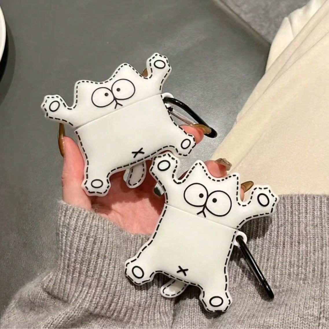 White Silicone Cat Elements Silicone 3D Silicone Cartoon Cat Shaped Earphone Case Compatible With Apple 4/3 Pro 2/3 Spring Gift