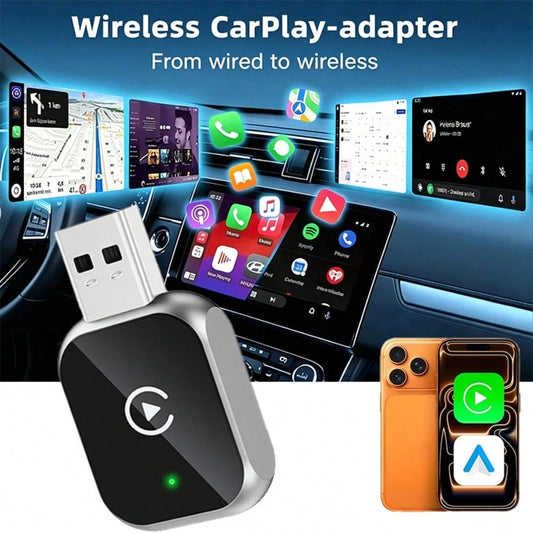 Wireless CarPlay Adapter For Apple & Android Auto, 2026 Upgraded 2-In-1 Plug And Play Converts Wired To Wireless Car Play Adapter, Fast Auto-Connect, Mini Size With IOS 10+