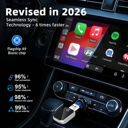 Wireless CarPlay Adapter For Apple & Android Auto, 2026 Upgraded 2-In-1 Plug And Play Converts Wired To Wireless Car Play Adapter, Fast Auto-Connect, Mini Size With IOS 10+