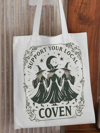 Witch Canvas Tote Bag, Support Local Witch Groups, Traditional Canvas Bag, Halloween Accessory, Pagan Tote Bag, Wicca Bag