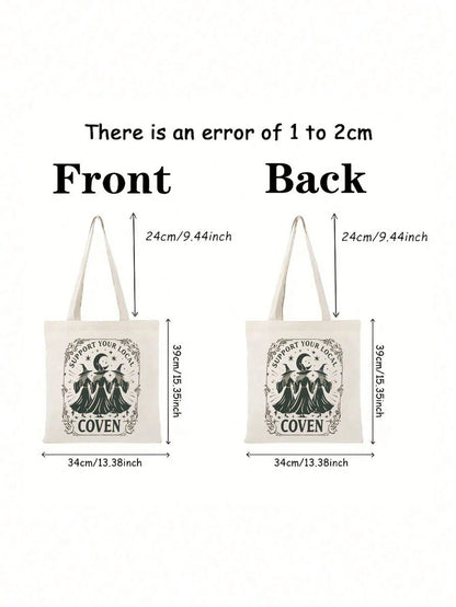 Witch Canvas Tote Bag, Support Local Witch Groups, Traditional Canvas Bag, Halloween Accessory, Pagan Tote Bag, Wicca Bag