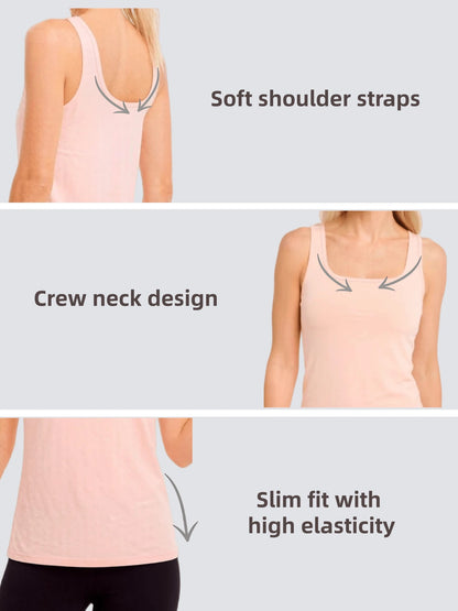 Women 5 Packs Camisole Tops, Soft Stretch Scoop Neck Tank Tops, Polyester Athletic Shirts For Sports