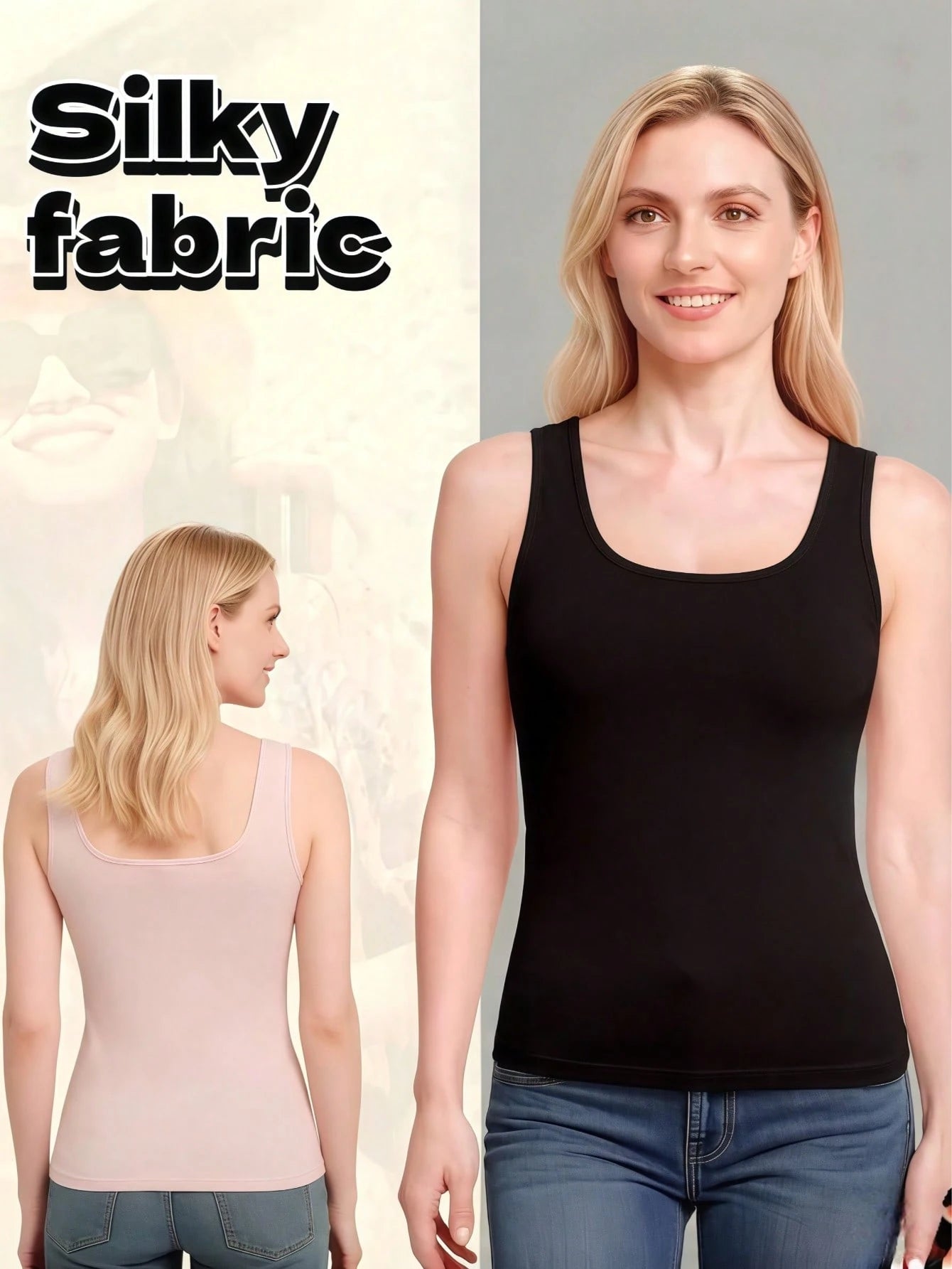 Women 5 Packs Camisole Tops, Soft Stretch Scoop Neck Tank Tops, Polyester Athletic Shirts For Sports