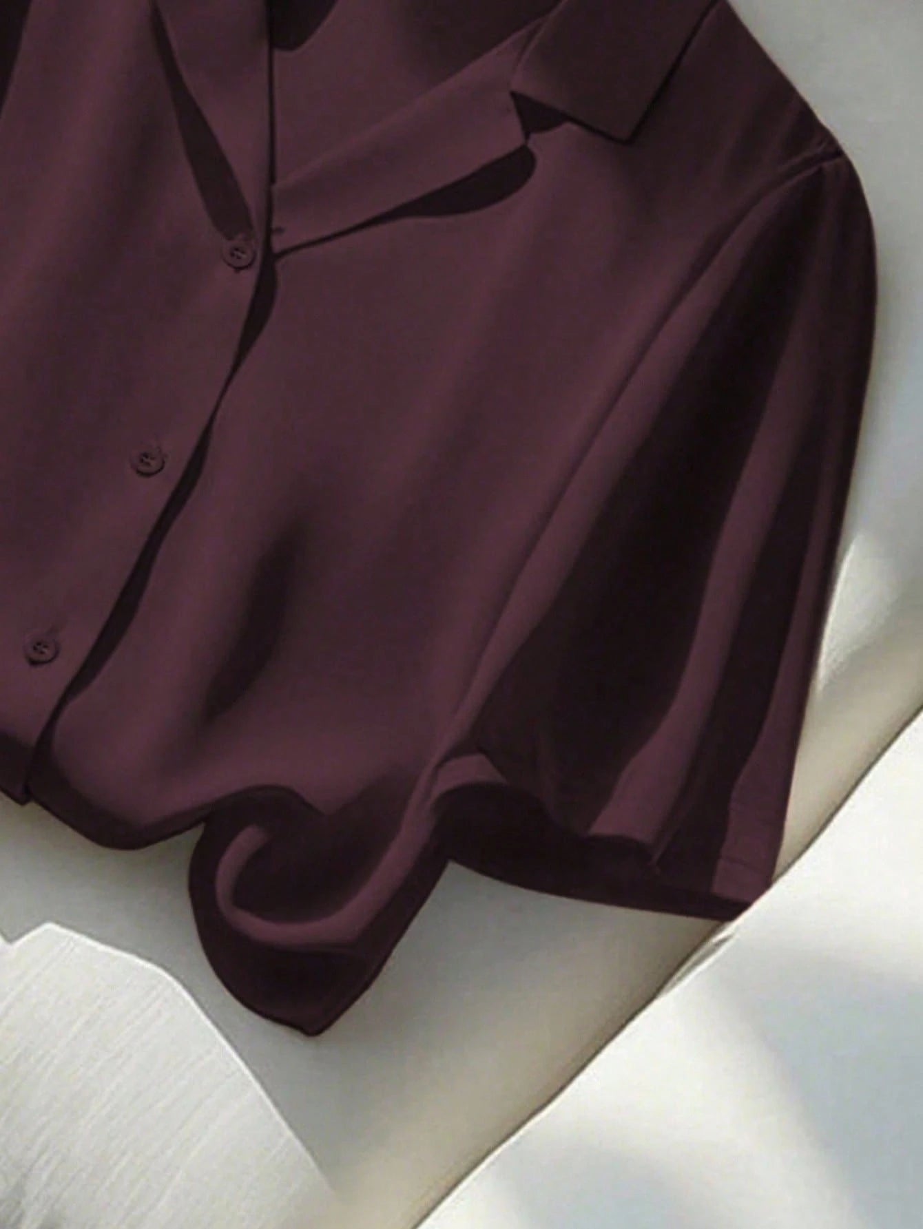 Women's Dark Purple Summer Casual Chic Bissness Professional Short Sleeve Collared Shirt,Solid Color Versatile Office Work Blouses,Business Tops