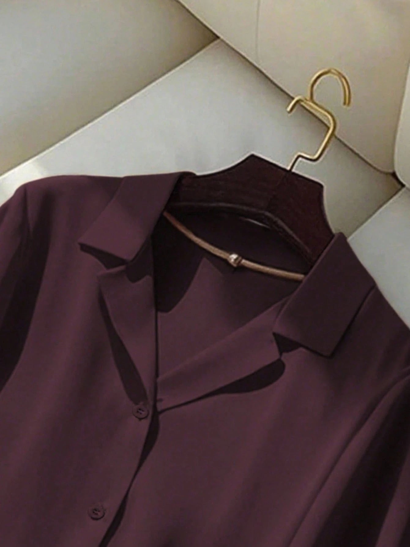 Women's Dark Purple Summer Casual Chic Bissness Professional Short Sleeve Collared Shirt,Solid Color Versatile Office Work Blouses,Business Tops