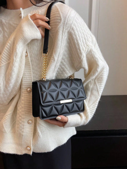Women's Fashion Solid Color & Printed Wide Strap Hard Handbag & Shoulder Bag