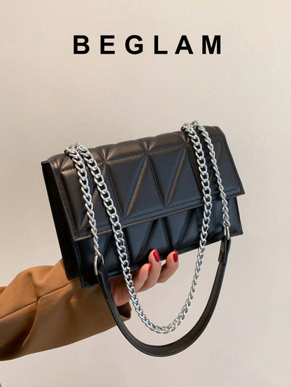 Women's Fashion Solid Color & Printed Wide Strap Hard Handbag & Shoulder Bag