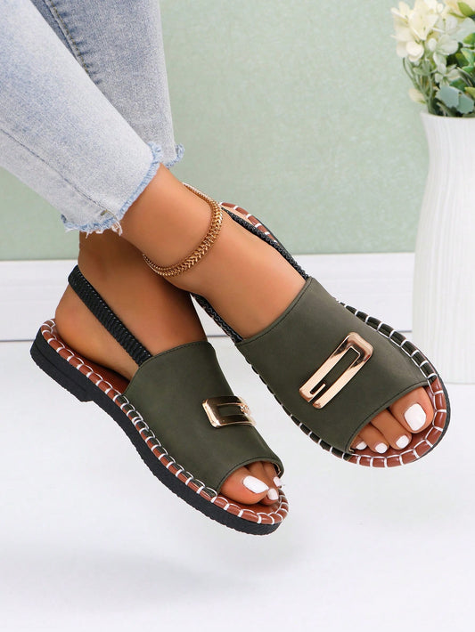 Women's Flat Sandals, Adjustable Buckle Strap White Flat Thong Sandals, -On Casual Slides, Outdoor And Indoor Slippers,Spring Summer Outfits