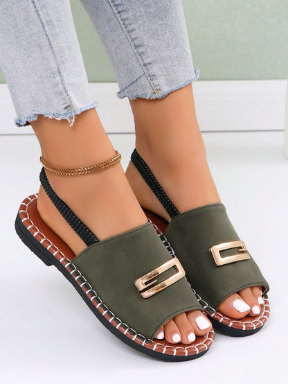 Women's Flat Sandals, Adjustable Buckle Strap White Flat Thong Sandals, -On Casual Slides, Outdoor And Indoor Slippers,Spring Summer Outfits