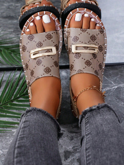 Women's Flat Sandals, Adjustable Buckle Strap White Flat Thong Sandals, -On Casual Slides, Outdoor And Indoor Slippers,Spring Summer Outfits