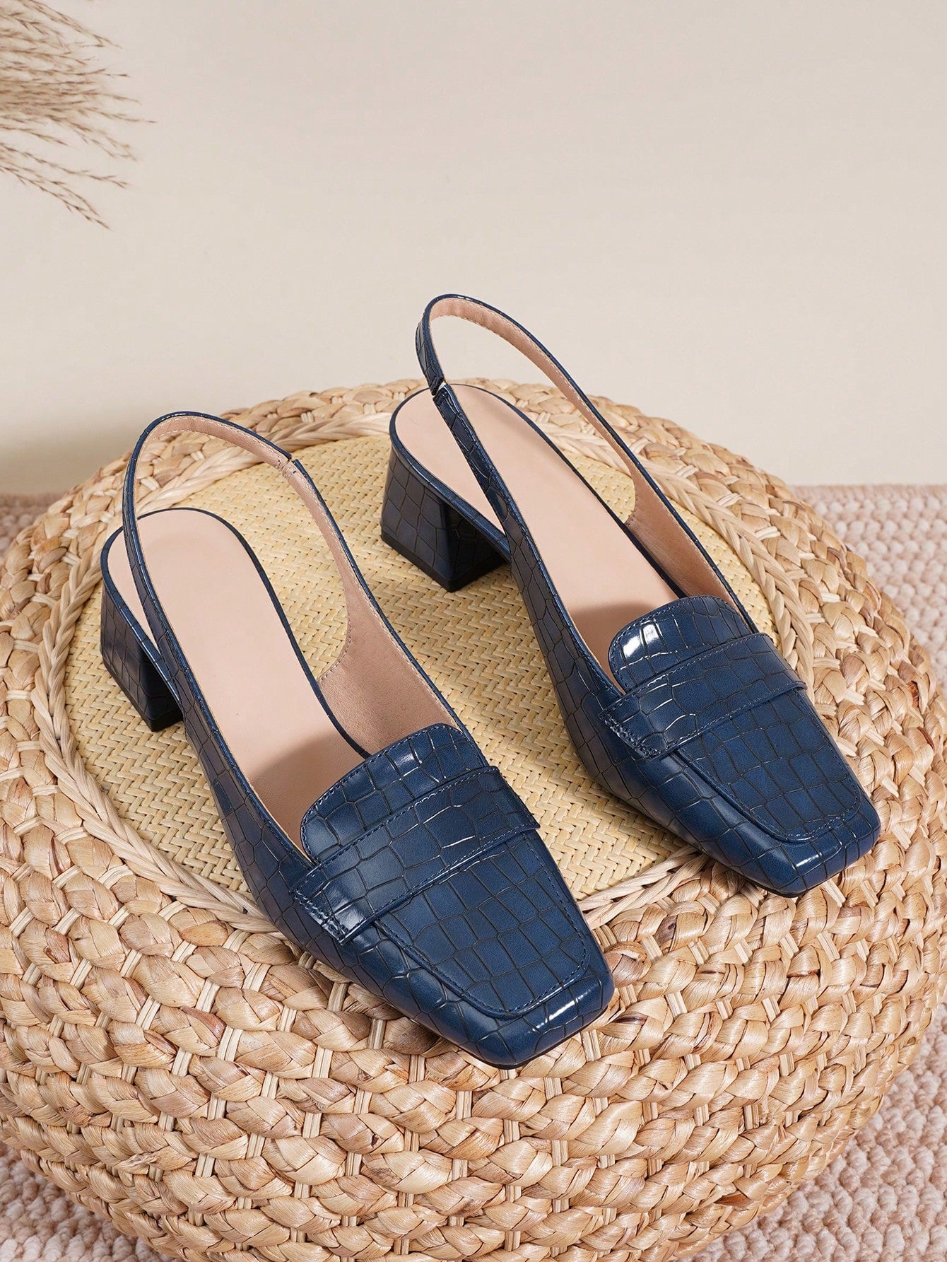 Women's Summer New French Square Toe Casual Thick Heel Slingback Sandals