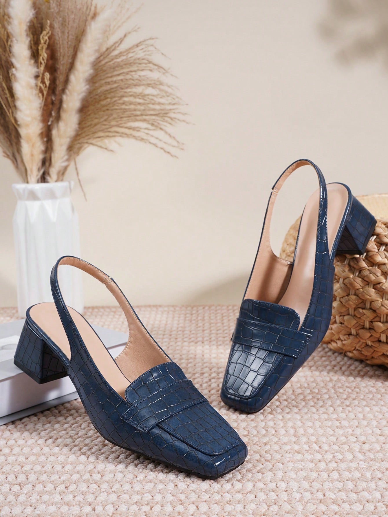 Women's Summer New French Square Toe Casual Thick Heel Slingback Sandals