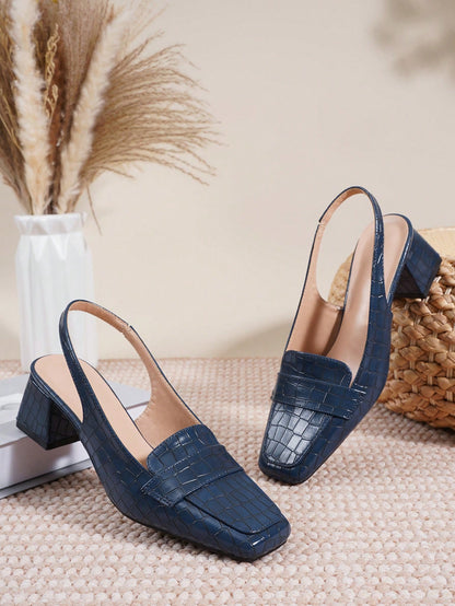 Women's Summer New French Square Toe Casual Thick Heel Slingback Sandals