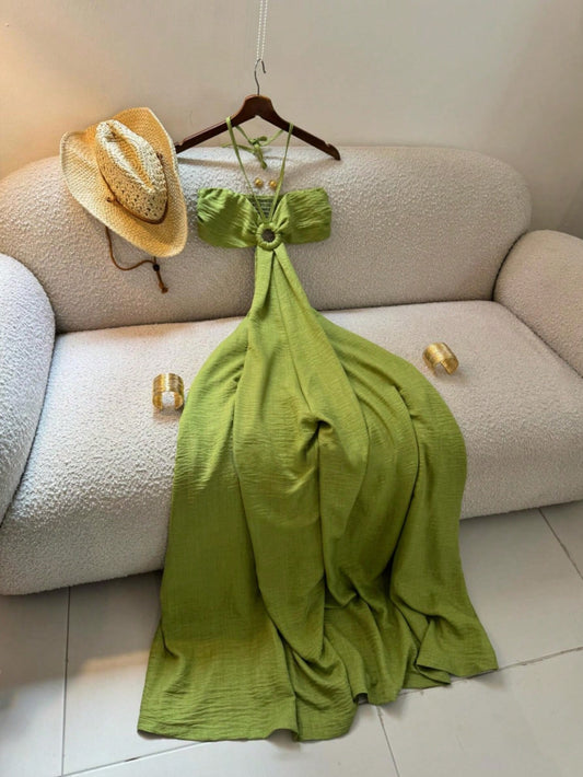 Women's Vacation Style Midi Dress, Print Backless Hollow Out Spaghetti Strap Dress, Summer Elegant Party, Boho