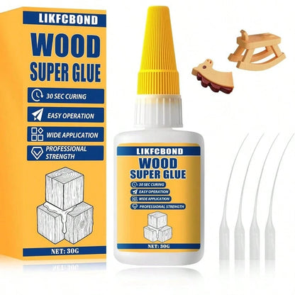 Wood Glue 30g, Glue Wood Fast-Drying, Instant Cyanoacrylate Adhesive Waterproof Repair Woodworking, Crafts, Furniture, 1.05oz)