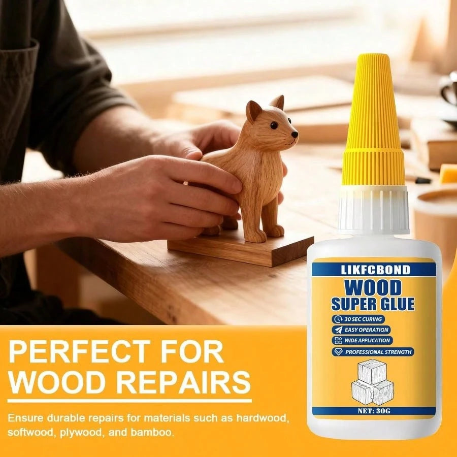 Wood Glue 30g, Glue Wood Fast-Drying, Instant Cyanoacrylate Adhesive Waterproof Repair Woodworking, Crafts, Furniture, 1.05oz)