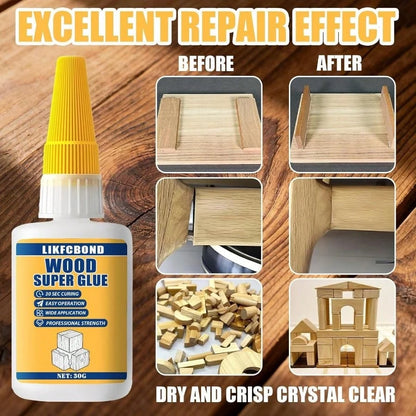Wood Glue 30g, Glue Wood Fast-Drying, Instant Cyanoacrylate Adhesive Waterproof Repair Woodworking, Crafts, Furniture, 1.05oz)