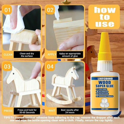 Wood Glue 30g, Glue Wood Fast-Drying, Instant Cyanoacrylate Adhesive Waterproof Repair Woodworking, Crafts, Furniture, 1.05oz)