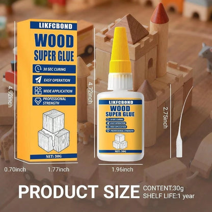 Wood Glue 30g, Glue Wood Fast-Drying, Instant Cyanoacrylate Adhesive Waterproof Repair Woodworking, Crafts, Furniture, 1.05oz)