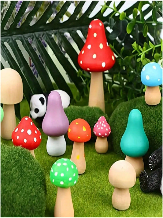 Wooden Mushroom Blocks, Natural Mini DIY Wooden Mushroom Dolls, Suitable For Art, Handicrafts, Painting And Table Decoration Of Home Shelves.