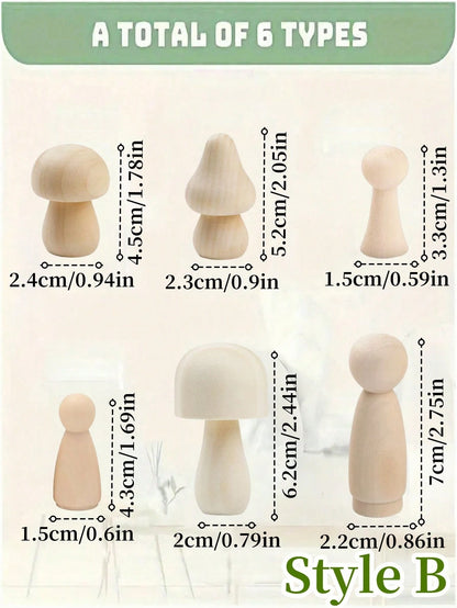 Wooden Mushroom Blocks, Natural Mini DIY Wooden Mushroom Dolls, Suitable For Art, Handicrafts, Painting And Table Decoration Of Home Shelves.