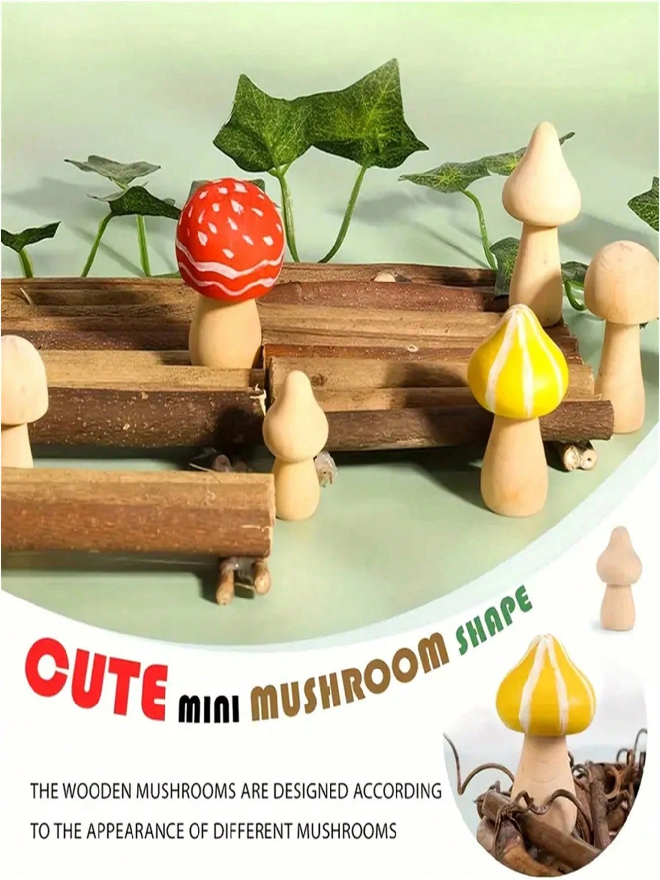Wooden Mushroom Blocks, Natural Mini DIY Wooden Mushroom Dolls, Suitable For Art, Handicrafts, Painting And Table Decoration Of Home Shelves.