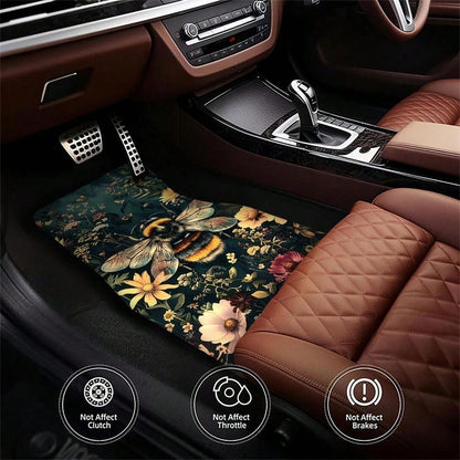 WOYUO 4 Pieces Dragonfly Floral Car Floor Mats With Elegant Nature Design Slip-Proof, Easy To Clean, Suitable For All Vehicles, Including Front And Rear Seats, Providing Protection Against Dirt And Du
