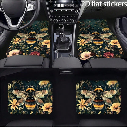 WOYUO 4 Pieces Dragonfly Floral Car Floor Mats With Elegant Nature Design Slip-Proof, Easy To Clean, Suitable For All Vehicles, Including Front And Rear Seats, Providing Protection Against Dirt And Du