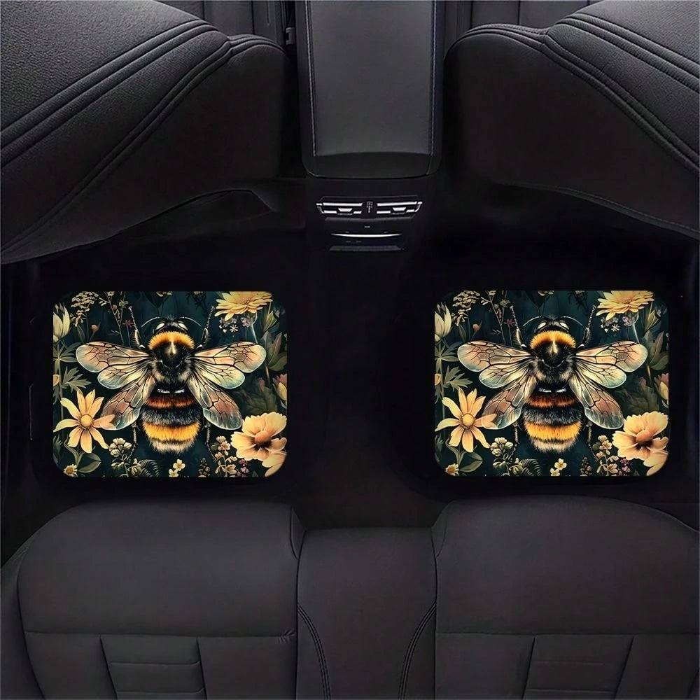 WOYUO 4 Pieces Dragonfly Floral Car Floor Mats With Elegant Nature Design Slip-Proof, Easy To Clean, Suitable For All Vehicles, Including Front And Rear Seats, Providing Protection Against Dirt And Du