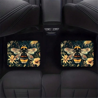 WOYUO 4 Pieces Dragonfly Floral Car Floor Mats With Elegant Nature Design Slip-Proof, Easy To Clean, Suitable For All Vehicles, Including Front And Rear Seats, Providing Protection Against Dirt And Du