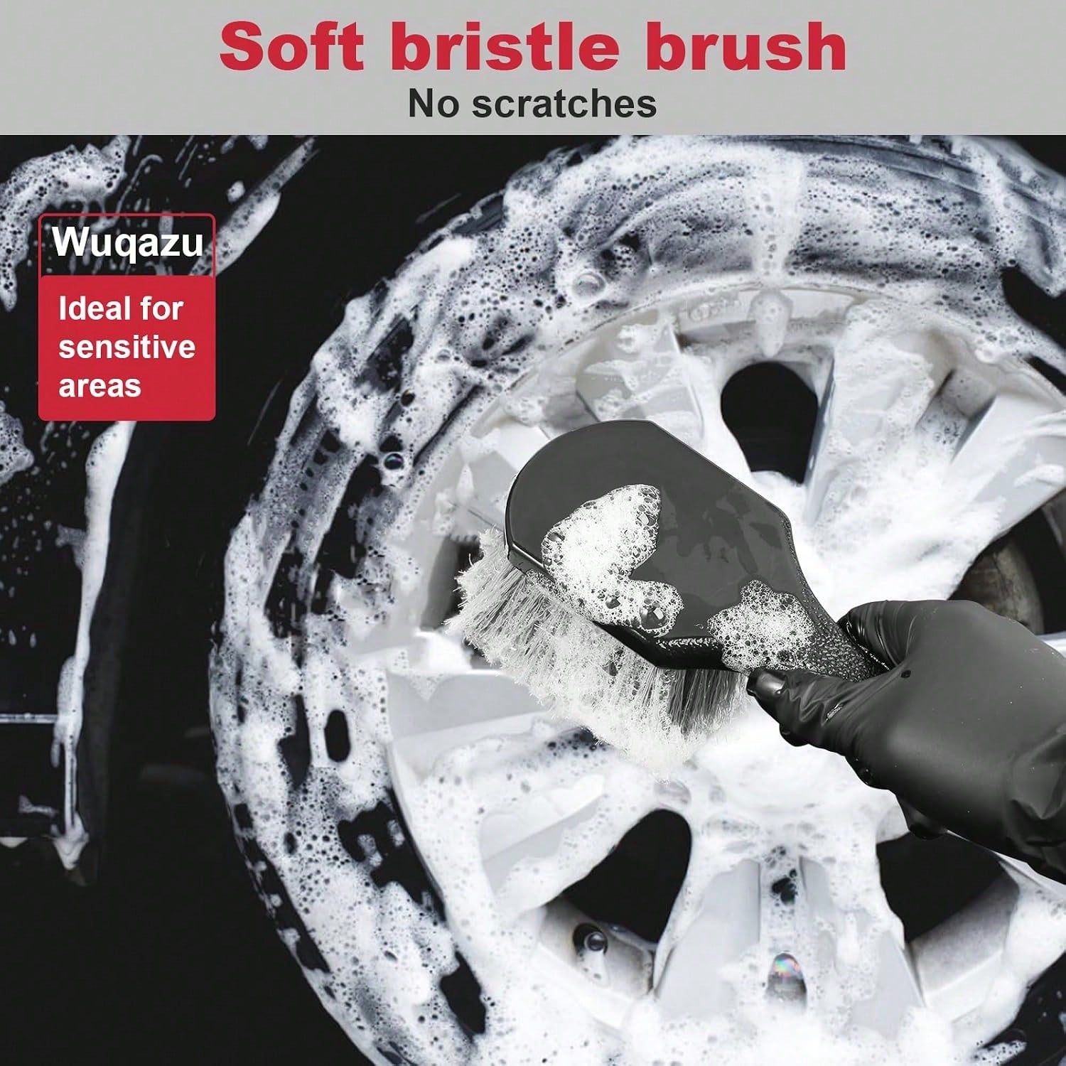 Wuqazu 4PCS Compact Wheel &Amp; Tire Cleaning Kit- 360° Flexible Synthetic Wool Rim Brush, 2 Dual-Bristle Brushes &Amp; Microfiber Towel| Scratch-Free For All Vehicles