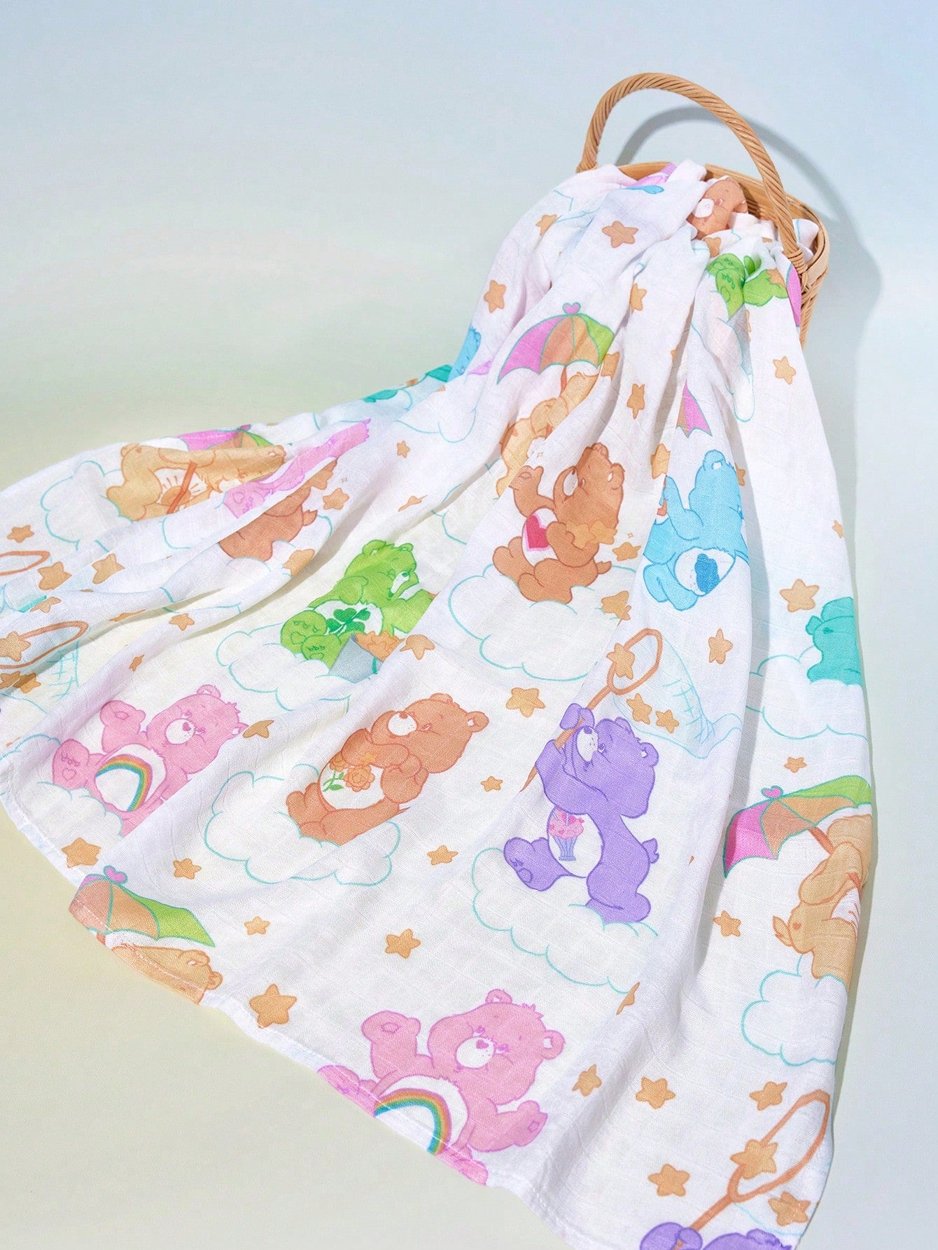 X Care Bears 2pcs Of 100 * 100cm Summer Natural Bamboo Fiber Toddlers Baby Blanket Swaddle Blanket Breathable Soft Gauze Towel Multi-Purpose And Multi-Functional, Suitable For Kids And Childrens