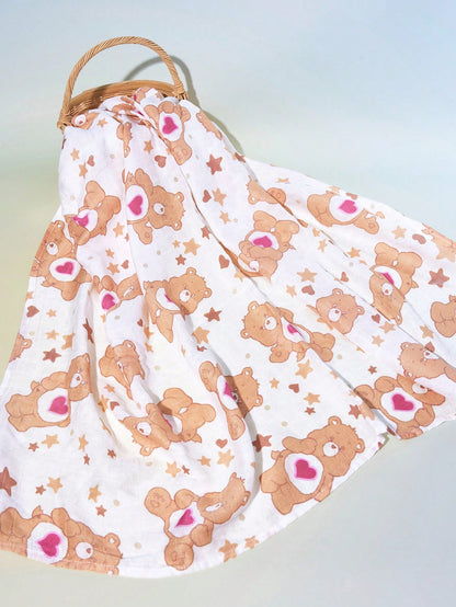 X Care Bears 2pcs Of 100 * 100cm Summer Natural Bamboo Fiber Toddlers Baby Blanket Swaddle Blanket Breathable Soft Gauze Towel Multi-Purpose And Multi-Functional, Suitable For Kids And Childrens