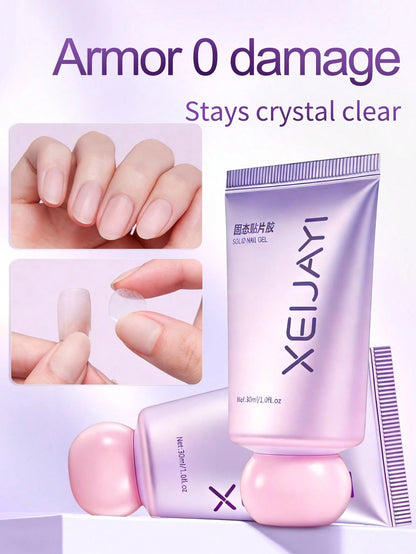 XEIJAYI 1 Bottle 30ml Solid Nail Gel- Gel Nail Glue Suitable For Nail Stickers, Adhesive For 3D Nail Carving, Super Strong Solid Nail Glue, Requires UV LED Lamp