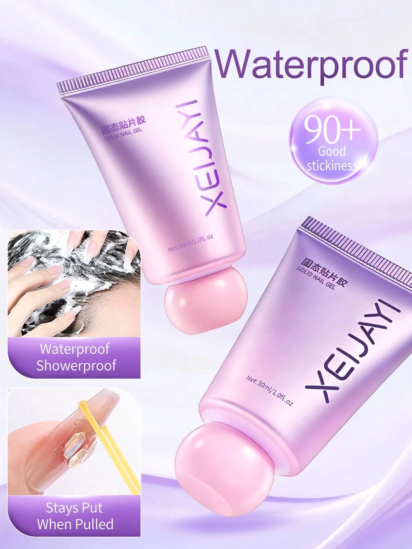 XEIJAYI 1 Bottle 30ml Solid Nail Gel- Gel Nail Glue Suitable For Nail Stickers, Adhesive For 3D Nail Carving, Super Strong Solid Nail Glue, Requires UV LED Lamp
