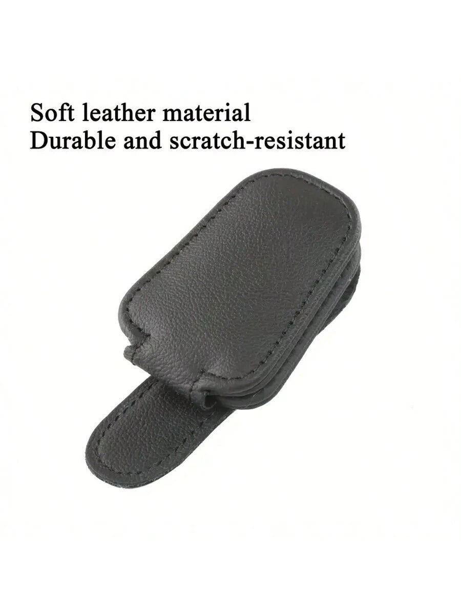 XENCN Glasses Holders For Car, Magnetic Genuine PU Leather Glasses Clip For Car Visor, Glasses Hanger Clip, Car Interior Visor Accessories