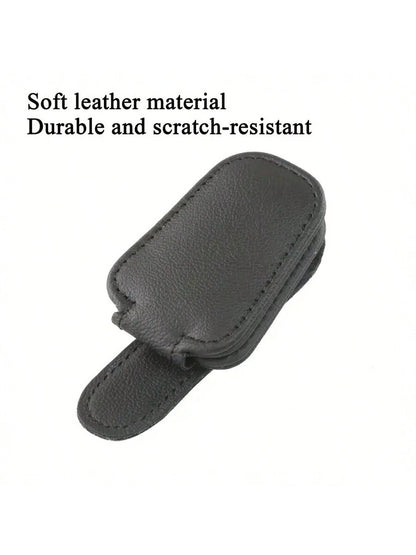 XENCN Glasses Holders For Car, Magnetic Genuine PU Leather Glasses Clip For Car Visor, Glasses Hanger Clip, Car Interior Visor Accessories